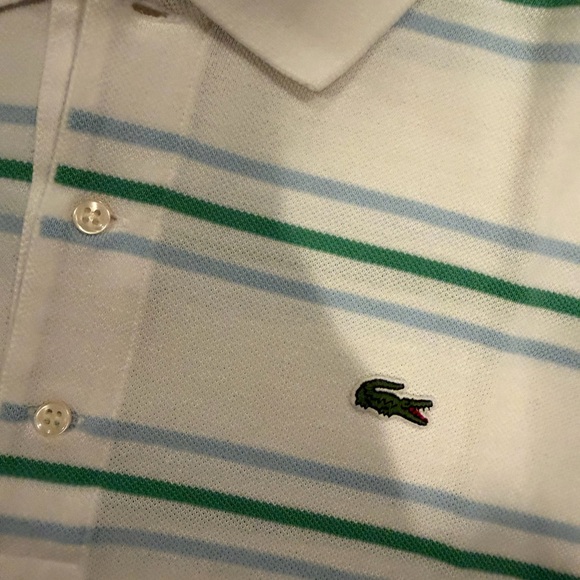 Lacoste Polo with Green and Blue Stripes - Picture 3 of 4